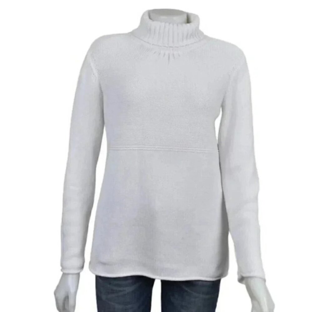 J Jill Turtleneck Knit  Sweater White Long Sleeve Size Medium